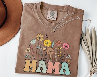 Comfort Colors® Vintage Floral Mama Shirt, Retro Floral Mom Tee, Mothers Day Gift