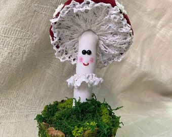Adorable Handmade Mushroom Figurine - Cute Mushroom - Whimsical Art