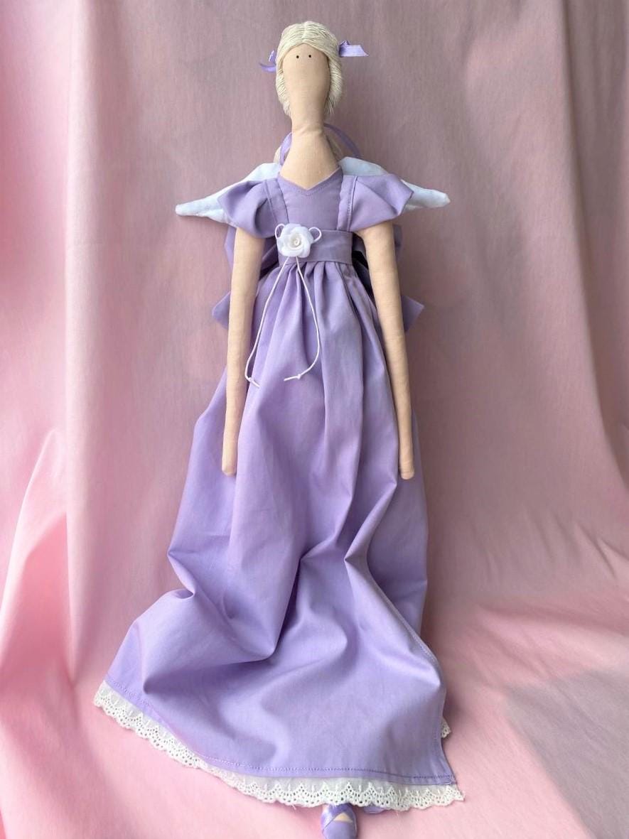 Handmade Tilda Doll – Lavender Angel – Collectible Fabric Doll