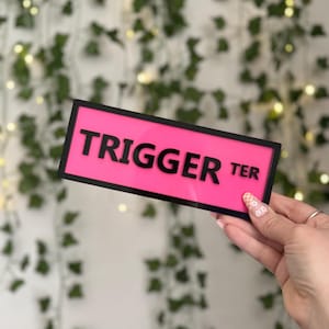 Trigger Acrylic Leaning Street Sign | Bookish Decor | Book Nook | Bookish Gift Ideas | Book lover Gifts | Bookshelf Decor | Dark Romance |