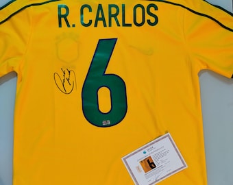 Roberto Carlos #6 Signed Autographed Brazil Jersey With COA