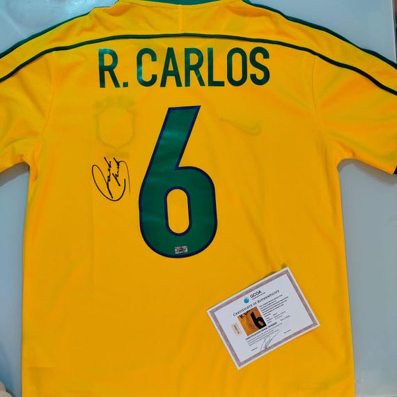 Roberto Carlos #6 Signed Autographed Brazil Jersey With COA - Etsy
