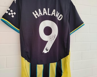 Erling Haaland #9 ondertekend gesigneerd 2024/25 Manchester City voetbalshirt GCOA
