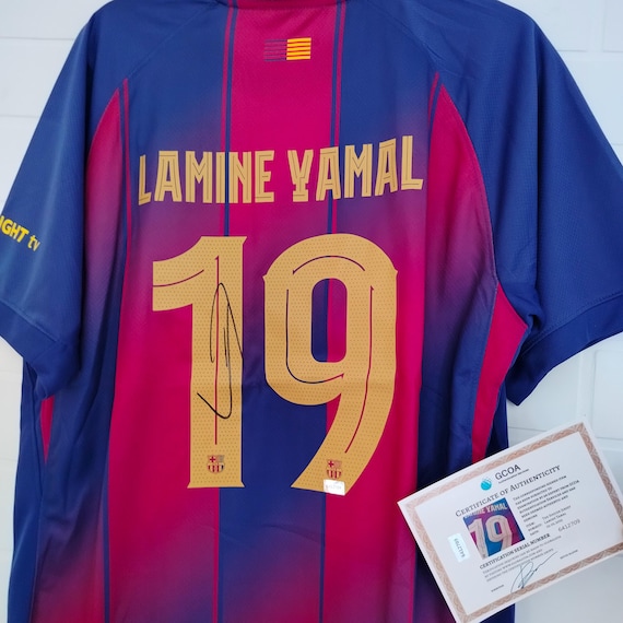 Lamine Yamal #19 Signed FC Barcelona Soccer Jersey. Yamal