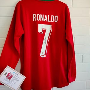 Camiseta de fútbol de Portugal autografiada por Cristiano Ronaldo con certificado de autenticidad (CR7)