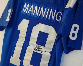 Peyton Manning #18 ondertekende NFL Indianapolis Colts blauwe jersey GCOA