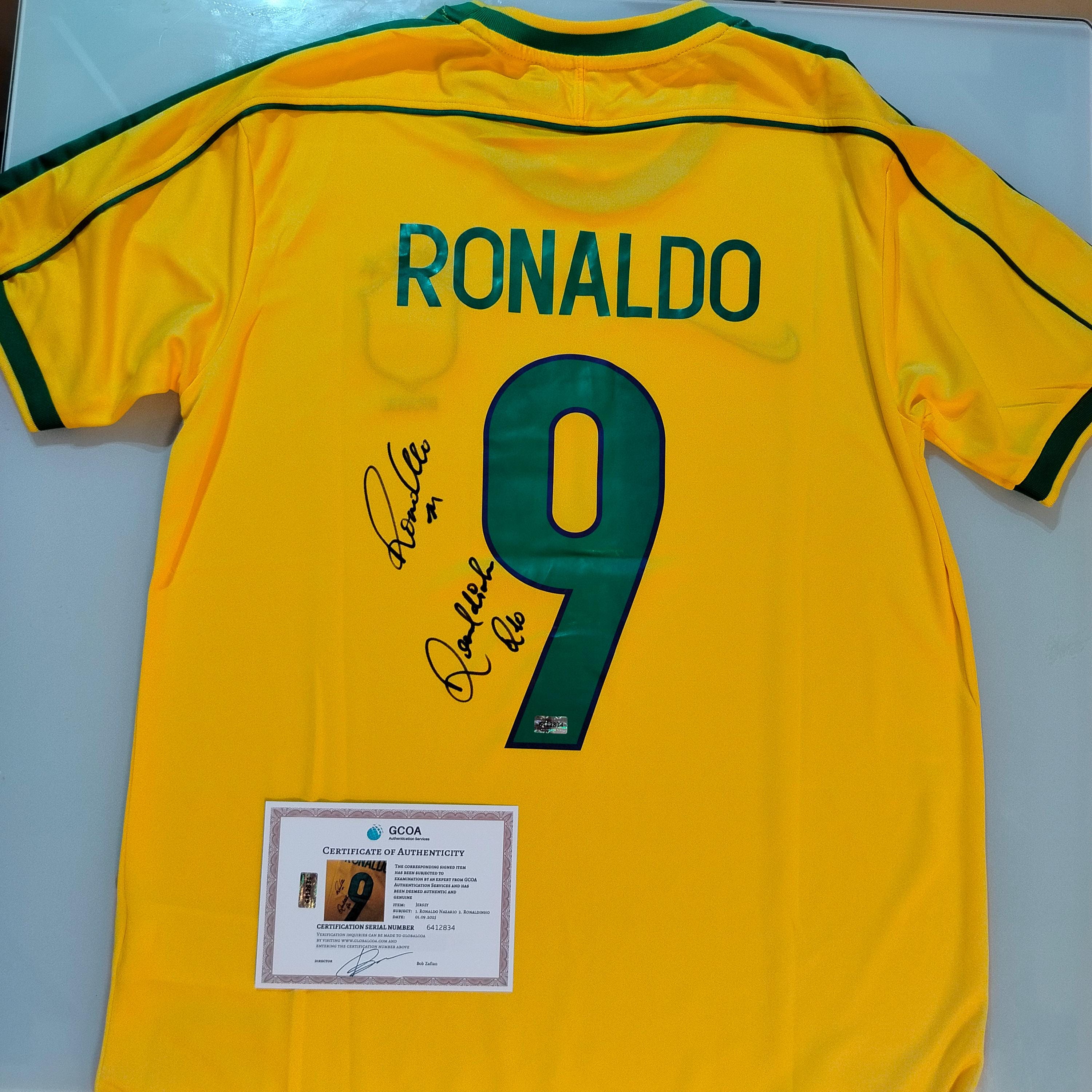 Ronaldo Nazario and Ronaldinho Signed Brazil Jersey #9 With COA - Etsy