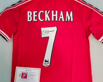 David Beckham Signed 2014/15 Manchester United Home Football T-Shirt With COA Beckham Auto Authentic