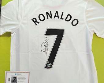 Cristiano Ronaldo #7 Gesigneerd gesigneerd Manchester United-shirt CR7-handtekening met COA