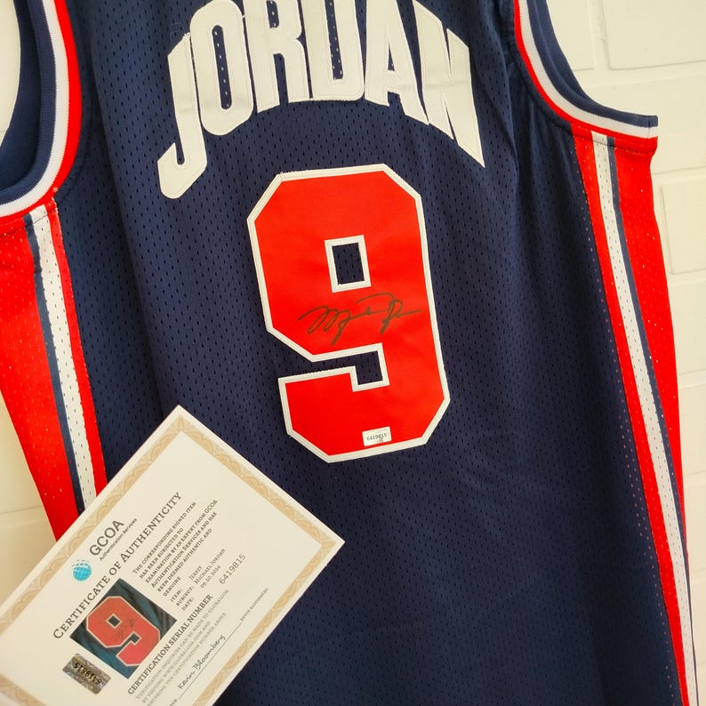 Michael Jordan Autographed #9 1992 USA National Team Olympic Jersey Navy Blue With COA
