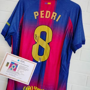 Pedri #8 Signed Autographed 2025/26 Barcelona Soccer Jersey Home