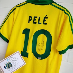 Camiseta de fútbol de Brasil autografiada y firmada por Pelé con certificado de autenticidad