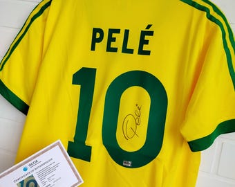 Pele Signed Autographed Brazil Soccer Jersey With COA