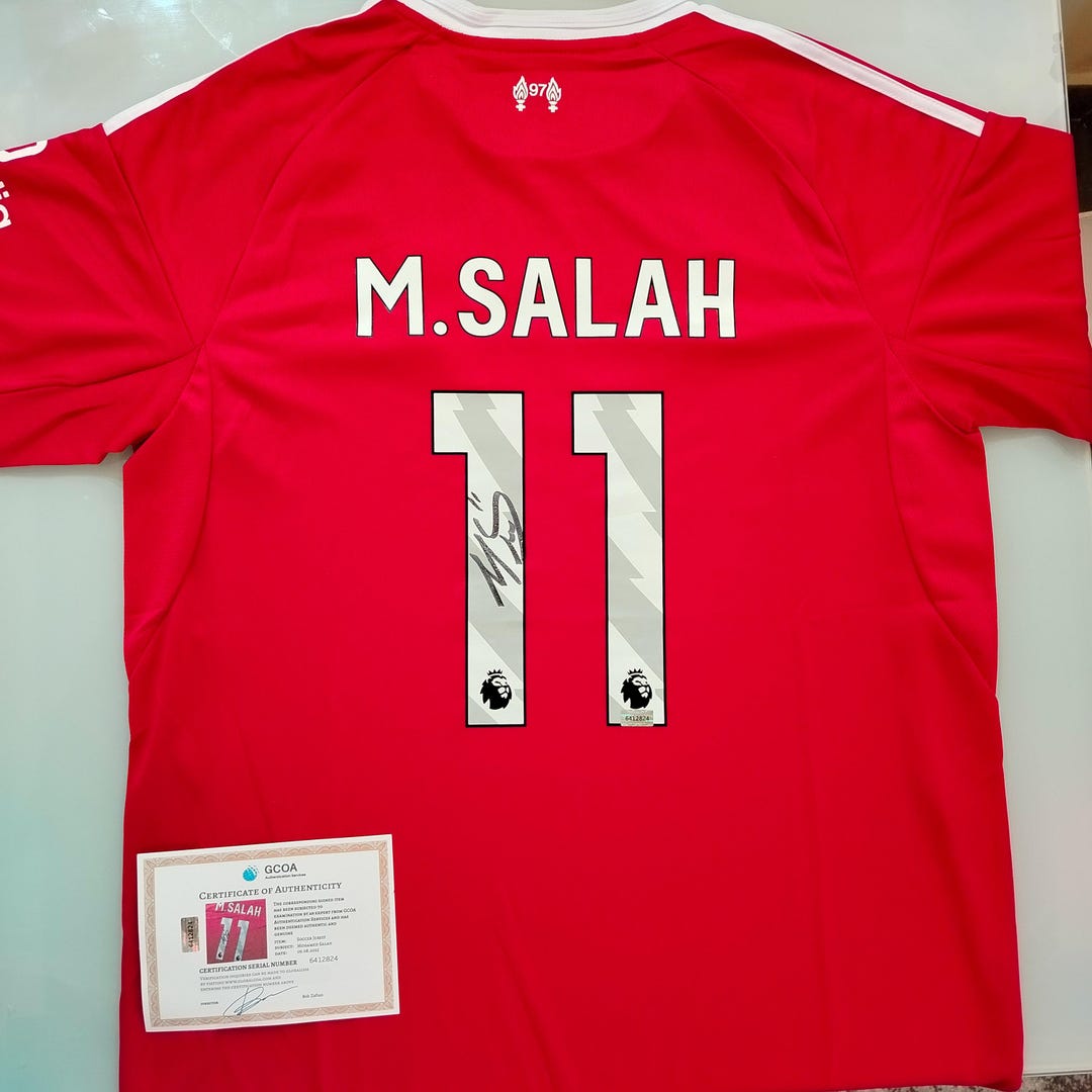 Mohamed Salah 11 Liverpool FC Signed Autographed Home Jersey Red With mohamed-salah-11-liverpool-fc-signed-autographed-home-jersey-red-with