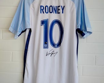 Wayne Rooney #10 gesigneerd voetbalshirt/shirt van het Engelse elftal GCOA