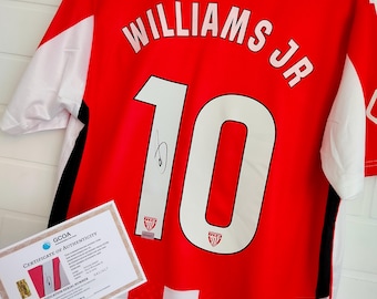 Nico Williams Jr #10 gesigneerd gesigneerd Athletic Bilbao voetbalshirt met COA
