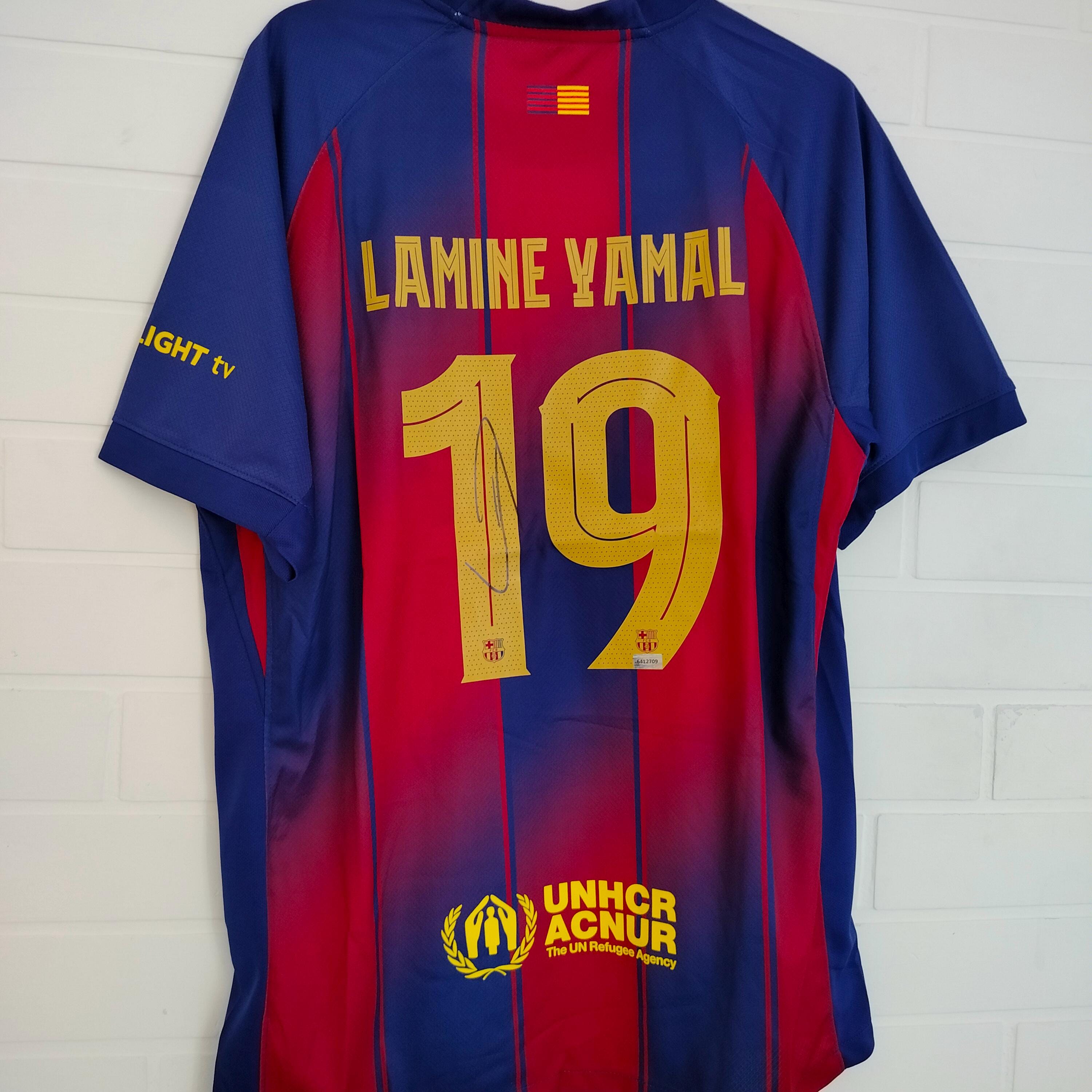 メッシラミナ・ヤマルダブルサイン入りバルセロナジャージ ICONS COA