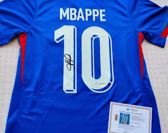 Kylian Mbappé - gesigneerd gesigneerd Frankrijk-shirt met certificaat van echtscheiding