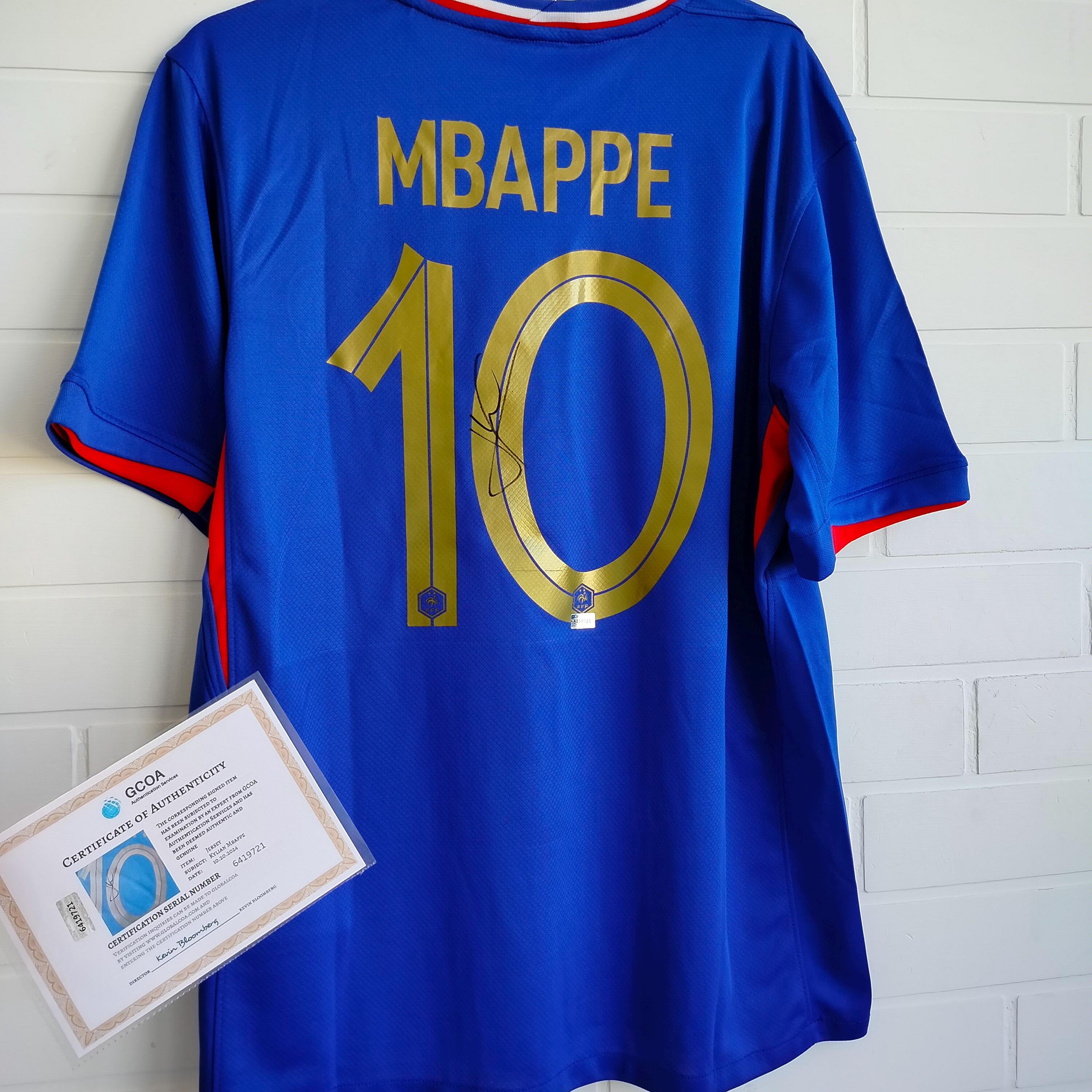 Kylian Mbappe #10 Signed Team France Soccer Jersey Blue With