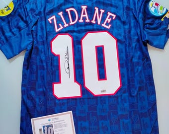 Zinedine Zidane - gesigneerd gesigneerd 1996-98 Frankrijk jersey shirt met COA