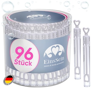 96x Seifenblasen Hochzeit Herzgläschen Box weiss - Gastgeschenke für die Hochzeit Taufe - Wedding Bubbles Hochzeitsseifenblasen