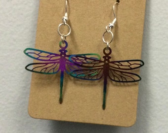 S/S Dragonfly Stencil Metal Earrings