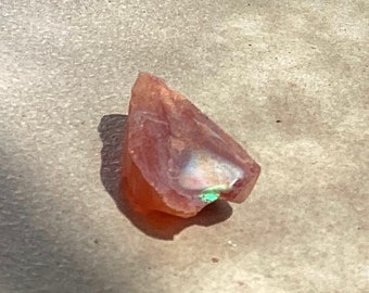 Mexican Fire Opal Rainbow Glow on Orange