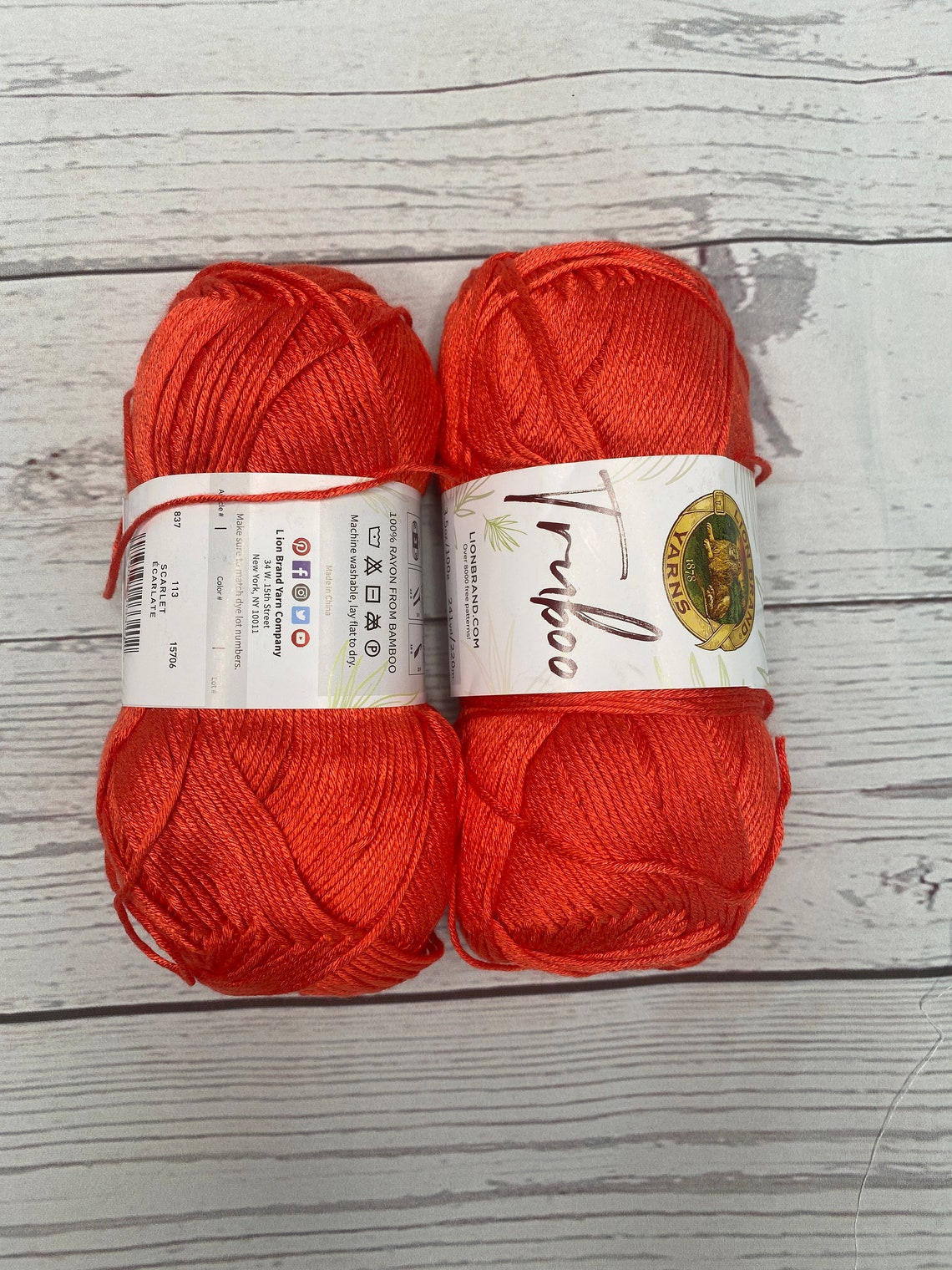 Truboo Yarn in Scarlet 100% Bamboo Yarn Red Bamboo Yarn | Etsy