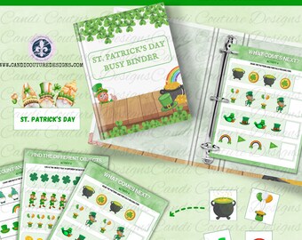 St. Patrick's Day Busy Binder, PDF Printable, Preschool, Toddler, Homeschool, Learning Activities, Matching Games, Instant Download