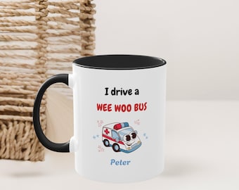 Personalized Ambulance Mug, "Wee Woo Bus" Gift for EMT