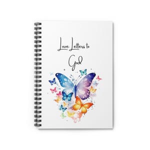 Diario de espiral con mariposas de colores: diario de oración, regalo para ella, papelería cristiana, escritura sobre fe