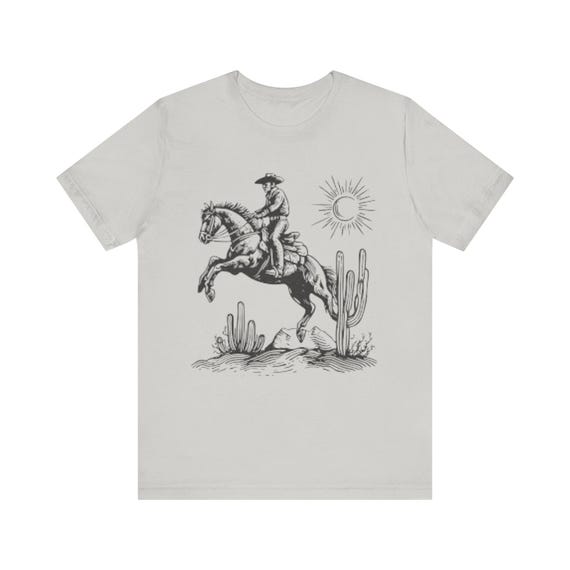 ヴィンテージカウボーイ乗馬Tシャツ、ユニセックスグラフィックTシャツ