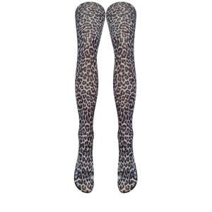 May include: A pair of black and white leopard print tights.