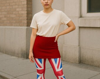WearAll Damen Leggings Mit Union Jack Print – Plus Size, Strech, Länge 94 Cm, Bund Mit Gummizug
