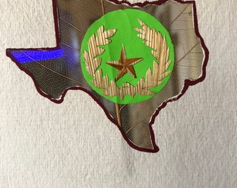 Texas souvenir Handmade with real leaf. Great Christmas gift for a Texan