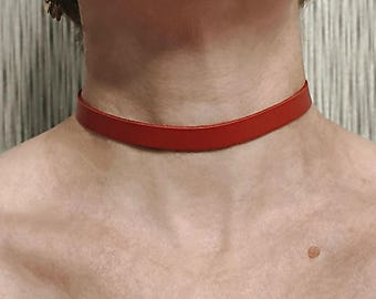 Leather Choker Necklace, Black Collar, Minimalist Modern Style - Etsy