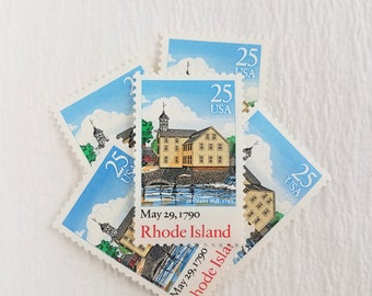 5 Vintage Postage Stamps ..  Rhode Island 25cent stamp .. UNUSED .. #2348