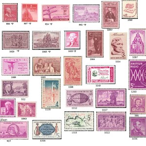 20 US Vintage Postage Stamps .. Shades of PINK .. curated collection .. UNUSED image 2