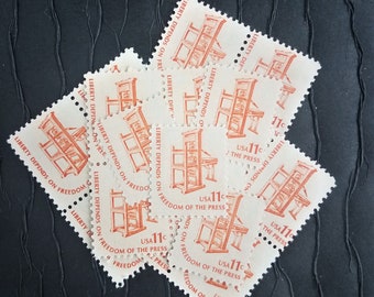 10 Vintage Postage Stamps .. Printing Press 11cent stamps .. UNused .. #1593