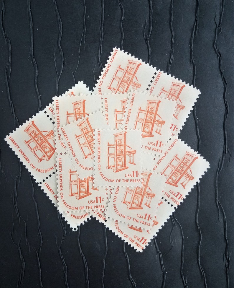 20 Vintage Postage Stamps .. Printing Press 11cent Stamps .. Etsy