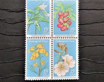 8 Vintage Postage Stamps .. Endangered Flora 15cent stamps .. UNUSED #1783+