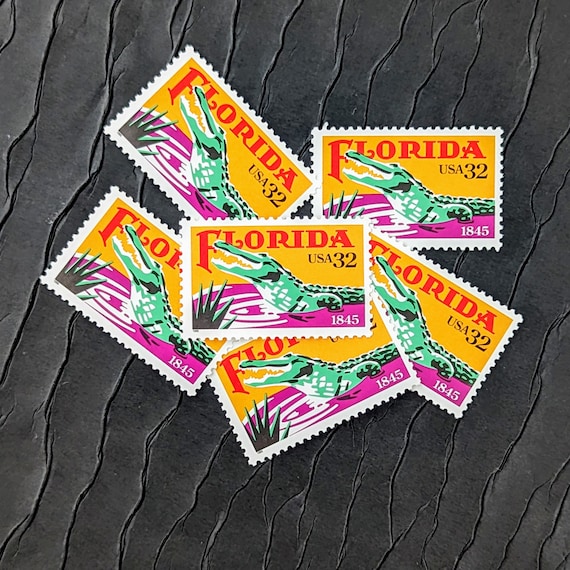 10 Vintage Postage Stamps .. Florida 32cent stamps ..  UNUSED .. #2950