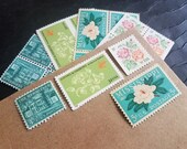 Giving .. Roses .. Vintage UNused Postage Stamps .. to post 5 letters