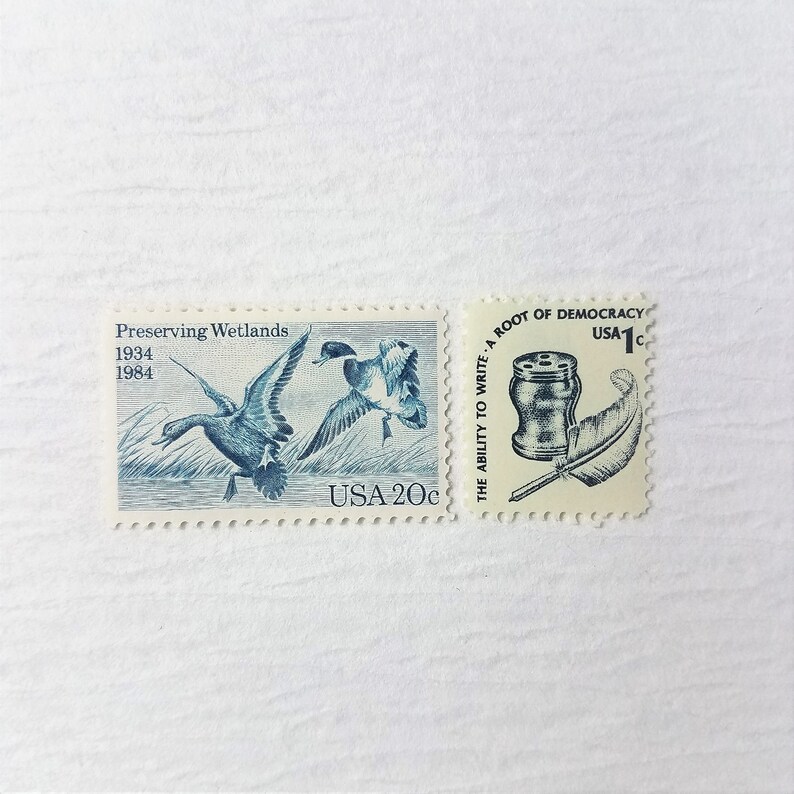 Vintage Postage Stamps .. EXTRA OUNCE .. Blue Waters .. UNUSED Etsy