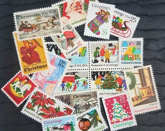 Vintage Christmas II Photo Shoot / Keepsake Package .. UNused Vintage Postage Stamps