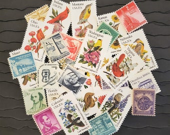 Flowers and Birds Collection .. UNused Vintage Postage Stamps