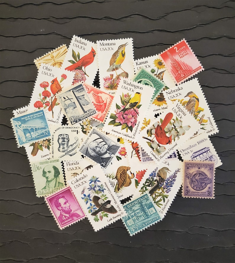 Flowers and Birds Collection .. UNused Vintage Postage Stamps image 1