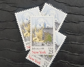 5 Vintage Postage Stamps ..  New York 25cent stamp .. UNused .. #2346