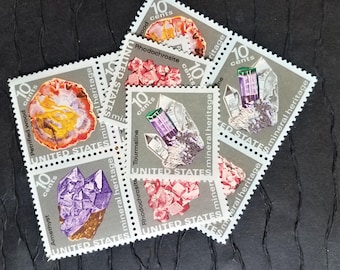 8 Vintage Postage Stamps .. Mineral Heritage 10cent stamps ..  UNUSED .. #1538+