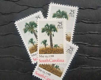 5 Vintage Postage Stamps ..  South Carolina 25cent stamp .. UNUSED .. #2343